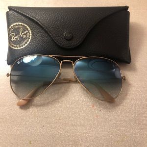 Light Blue Gradient + Gold Fram Aviator Raybands